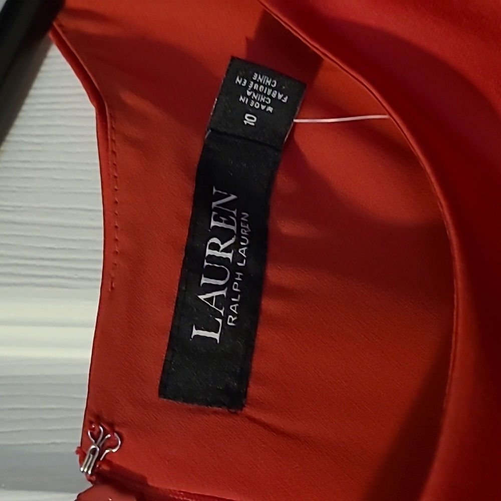 NWT Lauren Ralph Lauren Red Sheath Dress with Flutter Sleeves for Cocktail - Picture 3 of 9